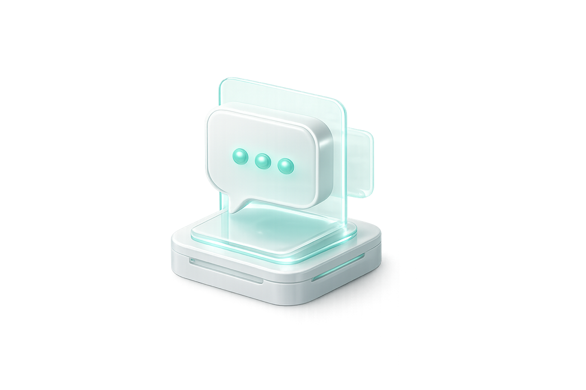 AI support chat bubble illustration