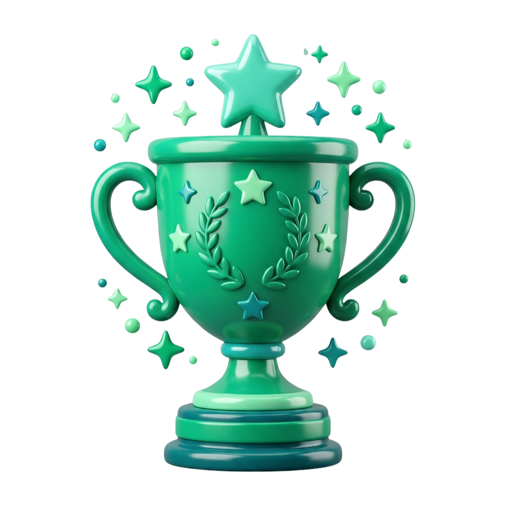 3D trophy illustration representing quality