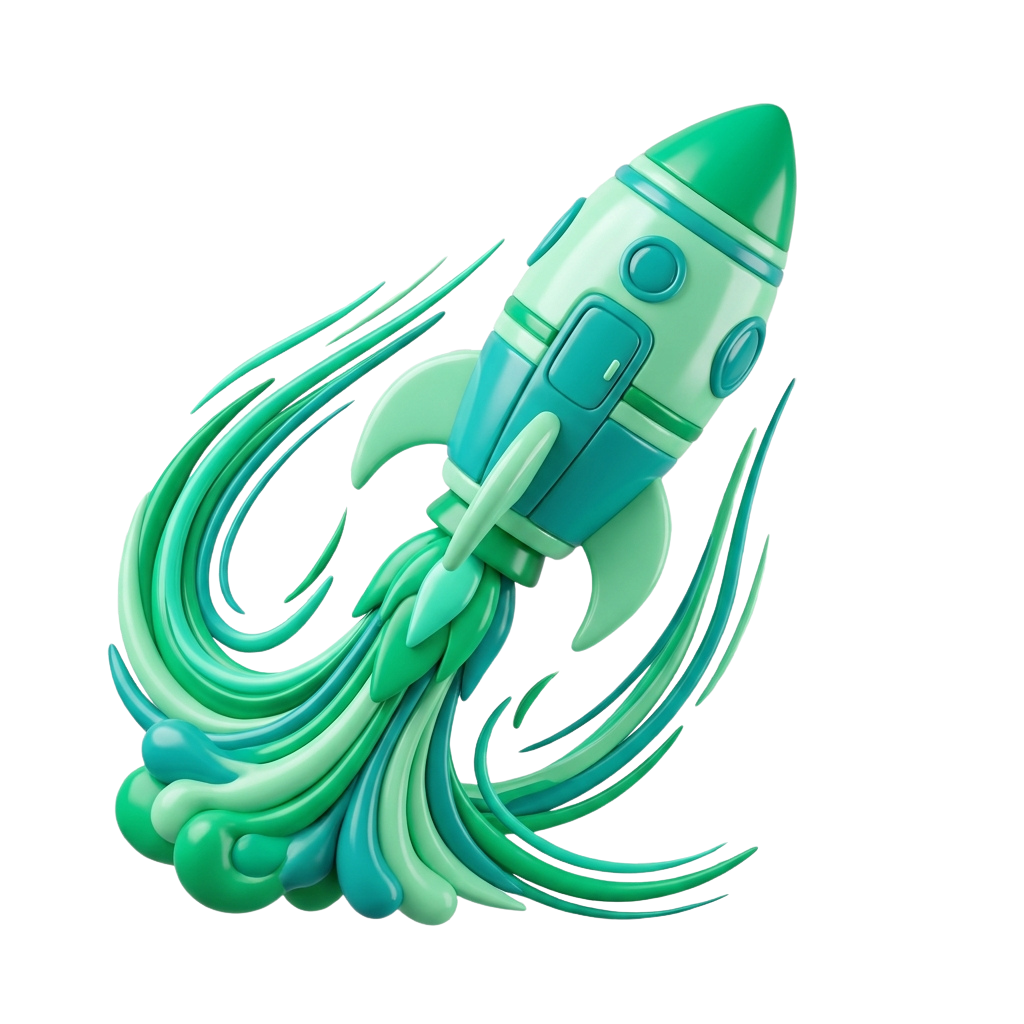 3D rocket illustration representing speed